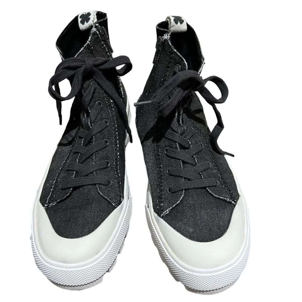 Lucky Brand Black Chunky High Top Tennis Shoes Size 7.5M Skater Grunge Goth Y2K